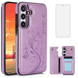 Phone Case for  Galaxy S25 FE 5G with Tempered Glass Screen Protector and Card Holder Wallet Cover Stand Flip Leather Cell Accessories S 25 EF