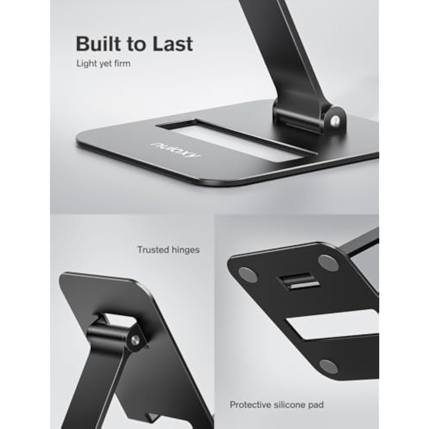 2 Pack Dual Folding Cell Phone Stand, Fully Adjustable Phone Holder For Desk, Compatible With 16 15 14 13 12 11, Nintendo Switch, All Phones, Black & Rose Gold