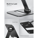 2 Pack Dual Folding Cell Phone Stand, Fully Adjustable Phone Holder For Desk, Compatible With 16 15 14 13 12 11, Nintendo Switch, All Phones, Black & Rose Gold