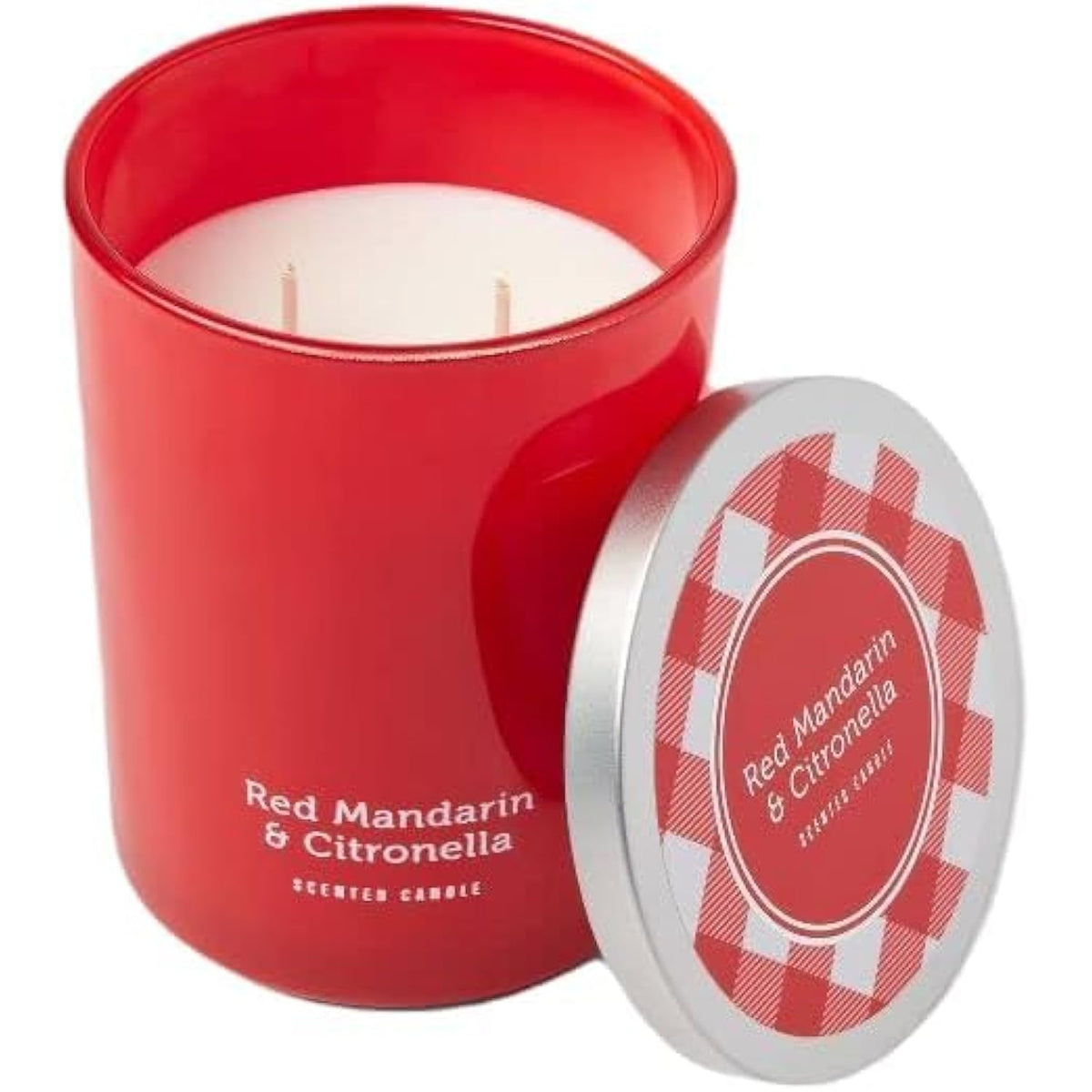 15Oz Jar 2-Wick Red Mandarin & Citronella Scented Candle, 40 Hours Burn Time 4 Pack