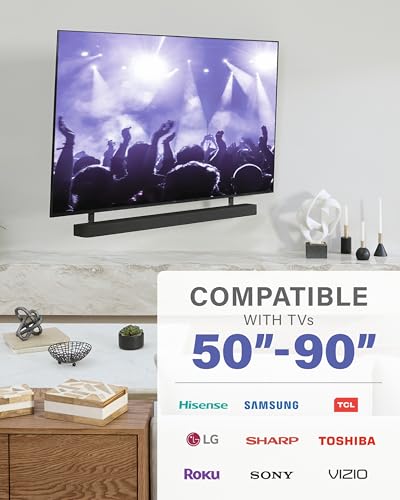 Height-Adjustable TV Soundbar Mount Compatible with Sony BRAVIA Theater Bar 8 & Bar 9 - Fits TVs 50 to 90 inches - Easy Install with Included Hardware