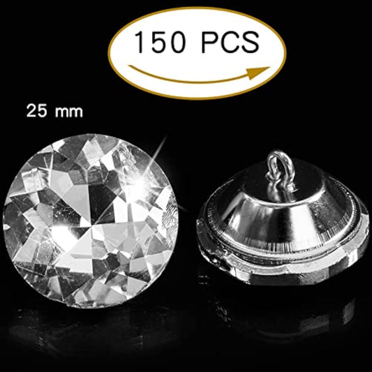 150 Pcs Rhinestone Round Buttons, 1" Crystal Upholstery Button With Me