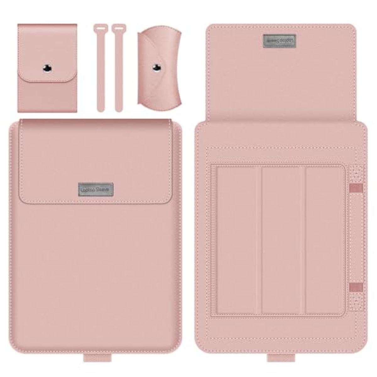 Laptop Sleeve 16-17" Case With Stand Compatible With Microsoft Surface Laptop 5/4/3/2 13.5", Macbook Air/Pro 13.3", Pu Leather Sleeve For 15-16" Laptop Computers - Rose Gold