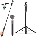 VRIG 64" OSMO Pocket 4/3 Selfie Stick Tripod for GoPro Camera,Extendable Tripod Stand with Quick Release 1/4" Screw for Insta360 X5/X4,DJI OSMO