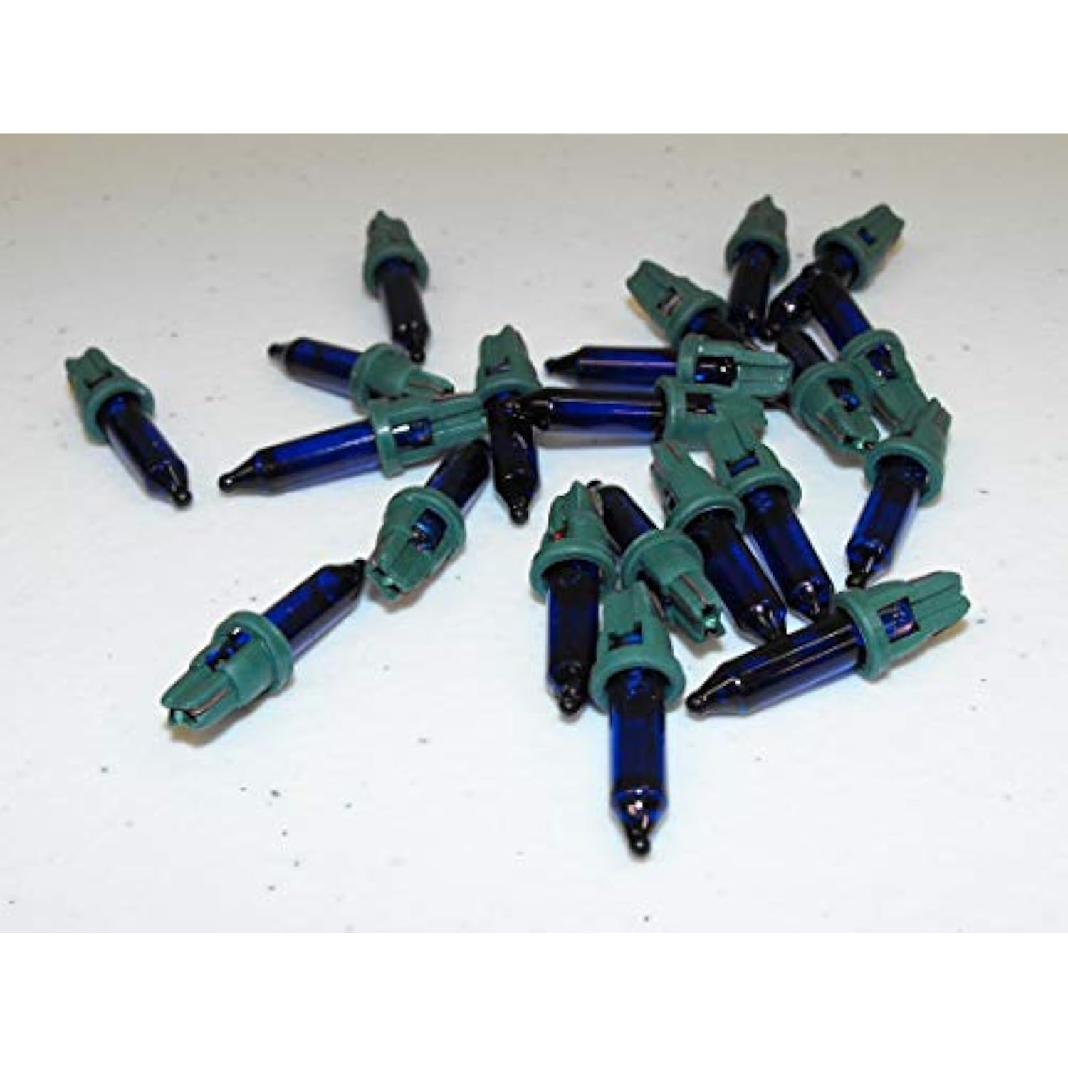 20X Mini 2.5 Volt .435 Watt Blue Christmas Glass Incandescent Mini Light Bulbs Replacement Tree Lights Bulbs With Green