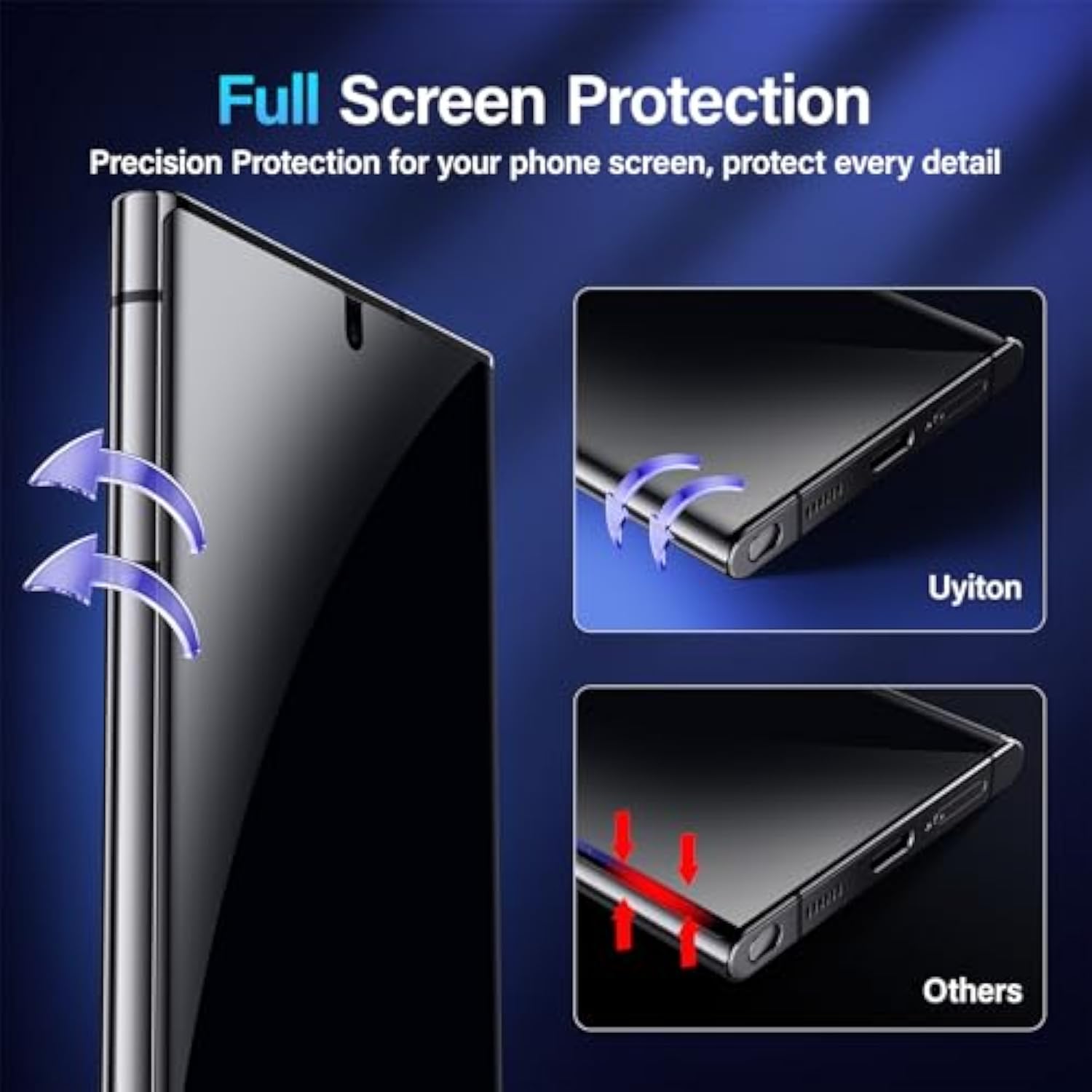 For Samsung Galaxy S23 Ultra/S22 Ultra Privacy Screen Protector, [Ultrasonic Fingerprint Support] [Bubble-Free] Anti-Spy 3D Curved Full Coverage Private Film [Not Glass] [2 Pack]