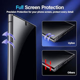 For Samsung Galaxy S23 Ultra/S22 Ultra Privacy Screen Protector, [Ultrasonic Fingerprint Support] [Bubble-Free] Anti-Spy 3D Curved Full Coverage Private Film [Not Glass] [2 Pack]
