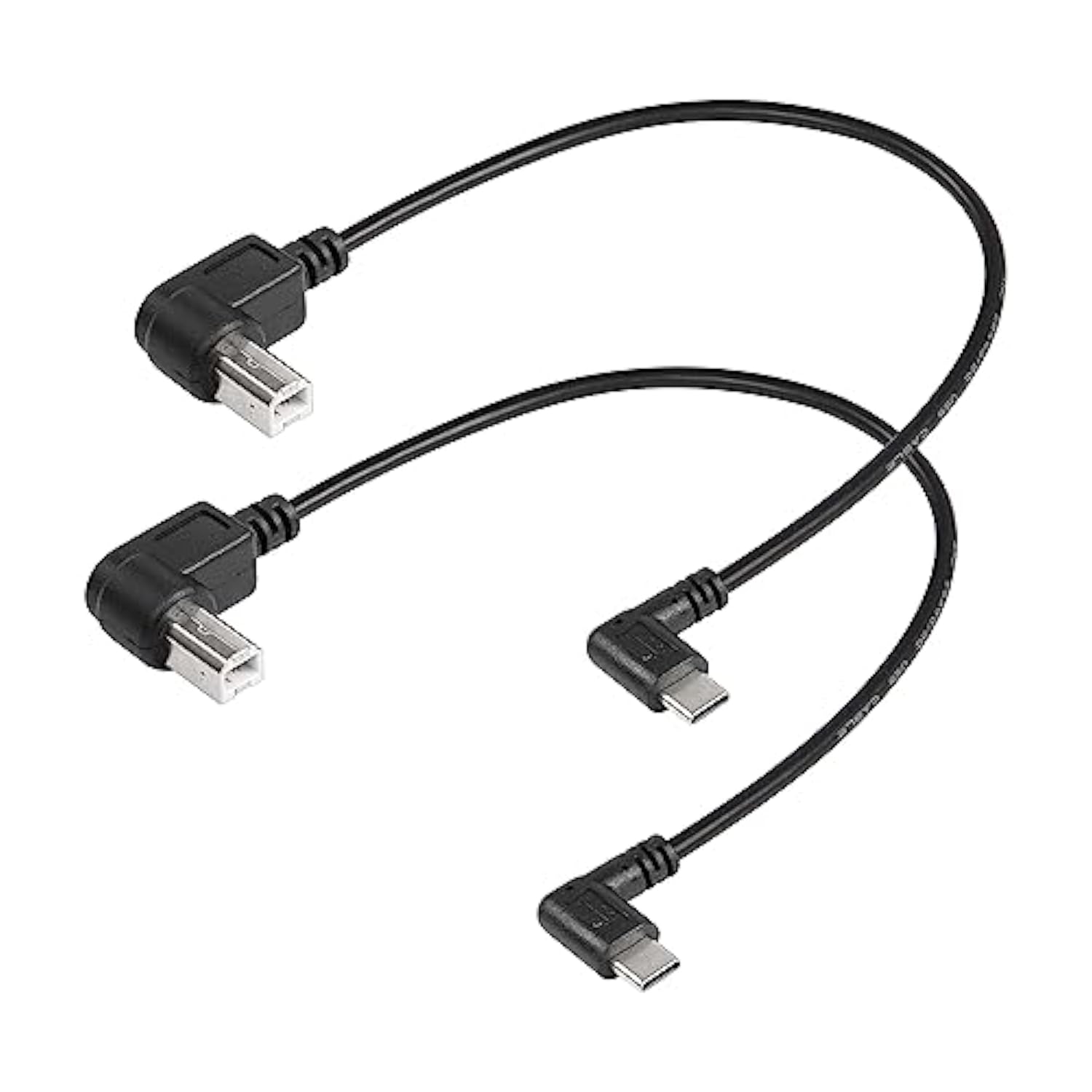 2 Pack Usb C Printer Cable - 11.8 Inch Usb B Male To Usb C Male - Right Angled For Printer, Midi Controller, Scanner, Digital Piano, Dj Controller