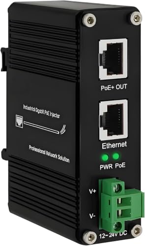 Industrial Gigabit 30W Poe+ Injector -Ieee 802.3At/Af Compliant 10/100/1000Mbps Rj45 Hardened Power Supply Industrial Design 12-48V Dc Input Din- Rail Wall Mount Plug And Play