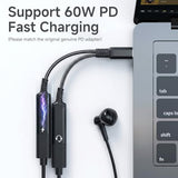 ???????????????? USB C Splitter, 2-in-1 Dual USB C Headphone and Charger Adapter with HiFi DAC, PD 60W Fast Charging USB C Aux Dongle Cable for iPhone 17 16