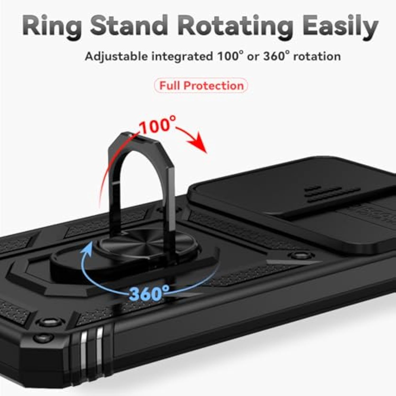 For Galaxy S24 Fe Case, With Screen Protectors And Camera Cover,[Military Grade] 16Ft.Drop Tested Cover With Magnetic Kickstand Protective Case For Samsung S24 Fe, Black