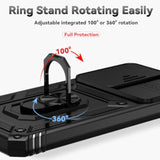 For Galaxy S24 Fe Case, With Screen Protectors And Camera Cover,[Military Grade] 16Ft.Drop Tested Cover With Magnetic Kickstand Protective Case For Samsung S24 Fe, Black