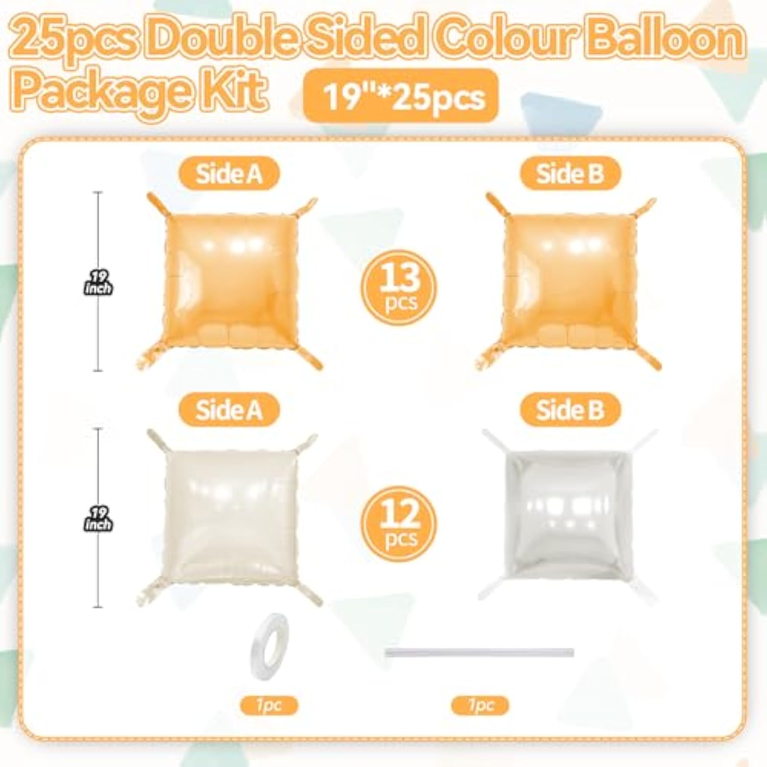 Orange White Square Foil Balloon Wall 19inch Double Sided Arch Kit for Party Decorations