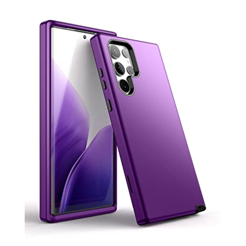 For Samsung Galaxy S22 Ultra 5G Case, Cover 3 In 1 Full Body Heavy Duty Protection Hybrid Shockproof Tpu Bumper Three Layer Protective Case For Samsung Galaxy S22 Ultra 6.8 Inch, Purple