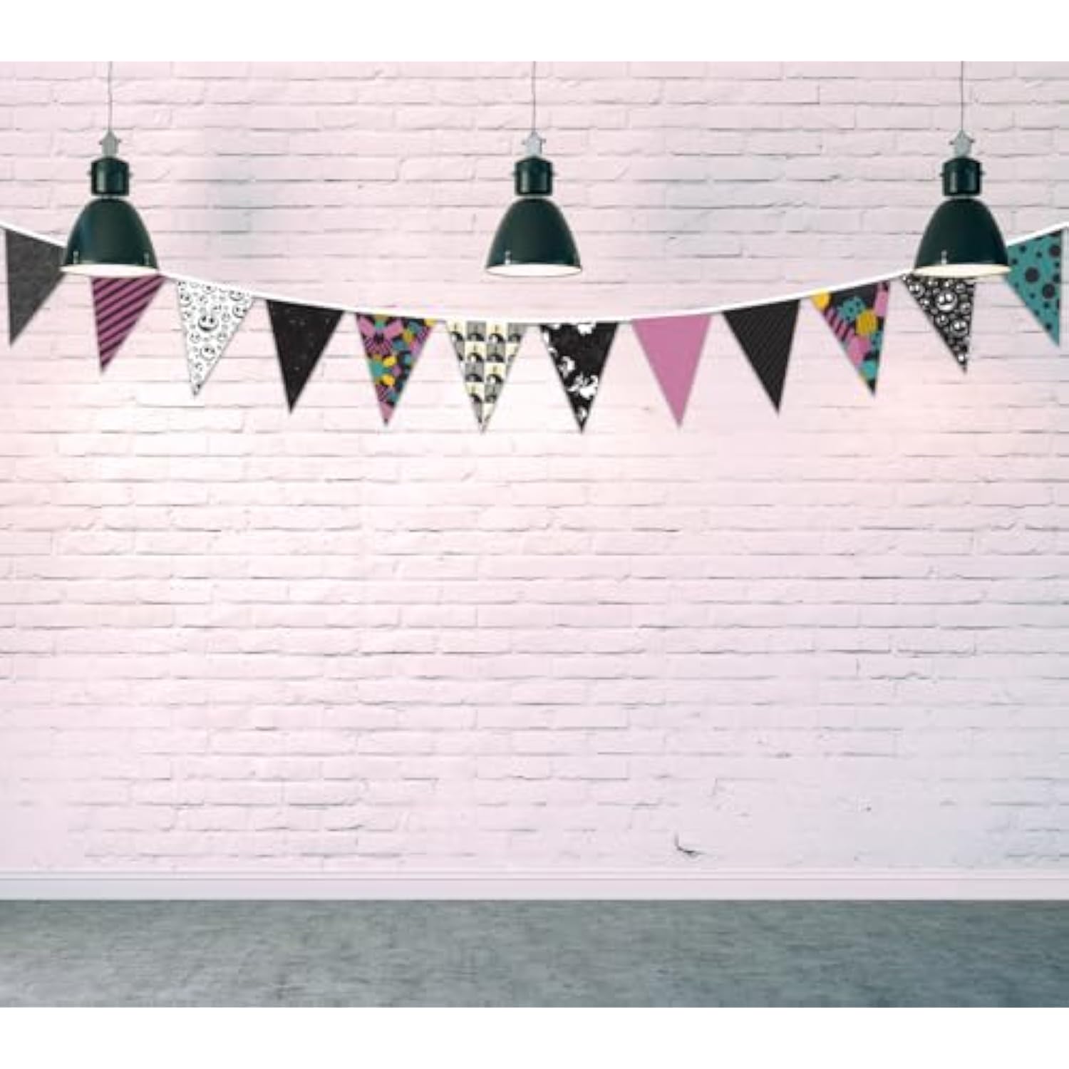 Jack & Sally Fabric Pennant Banner – Nightmare Before Christmas Party Decor