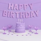 Pre-Strung Happy Birthday Banner - No Diy - Purple Glitter Happy Birthday Party Banner For Girls & Women - Pre-Strung On 8Ft Strands - Light Pastel Purple Bday Party Decorations. Did We Mention No Diy