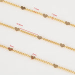 10 Meters Light Gold Chains For Jewelry Making, 18K Gold Plated Brass Flat Heart Curb Link Chain Women Necklace Bracelet Diy Jewelry Chains Bulk