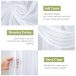 Wedding Arch Draping Fabric, 1 Panel 28" X 19Ft White Drapes Sheer Backdrop Curtain For Wedding Ceremony Party Ceiling Decor