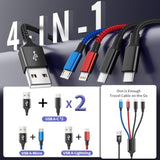 Dual Type-C 4 In 1 Charging Cable 5Ft 2Pack, Multi Charging Cable For Multiple Devices, Tinned Copper Universal Usb Cord With Ip/Micro/Dual Usb-C Port For Iphone16/15/14, Android Tablet Pad, More