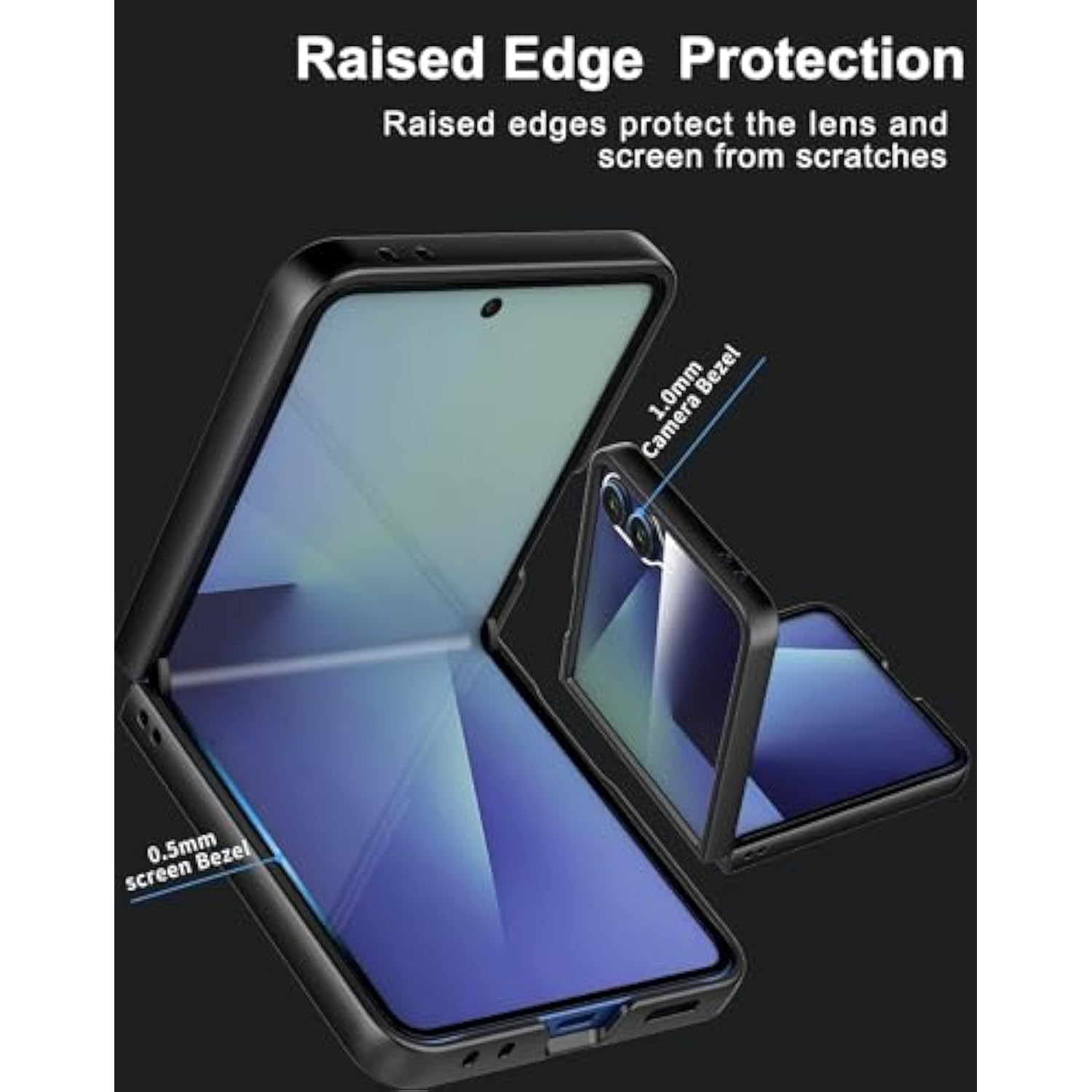 Leather Case For Samsung Galaxy Z Flip 7 With Front Built-In Screen Protector, Pu Leather + Hard Pc Shell Ultra Thin Slim Durable Protective Phone Cover For Galaxy Z Flip7 5G 2025 (Black)