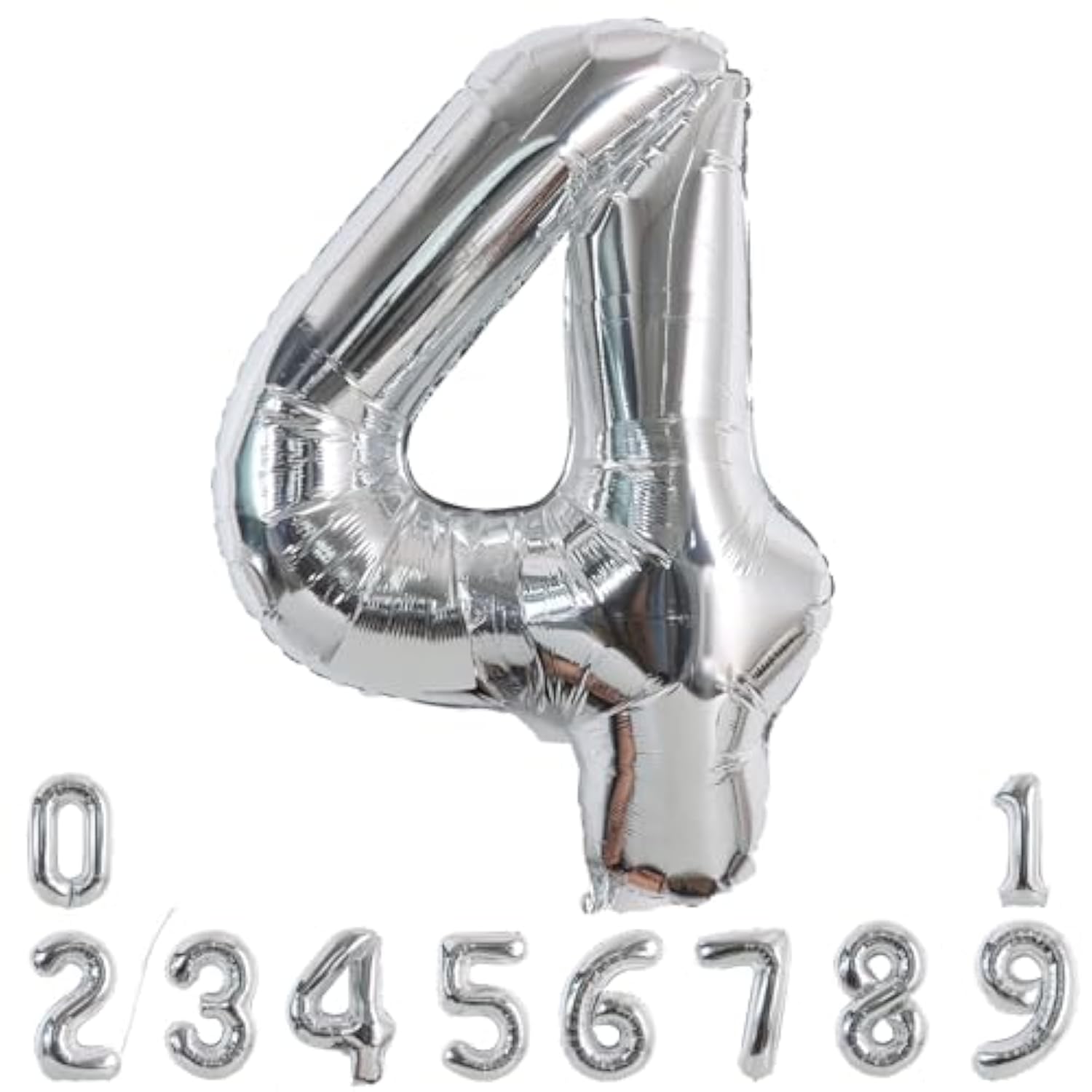40in Silver Number 4 Foil Balloon Birthday Party Anniversary Decor