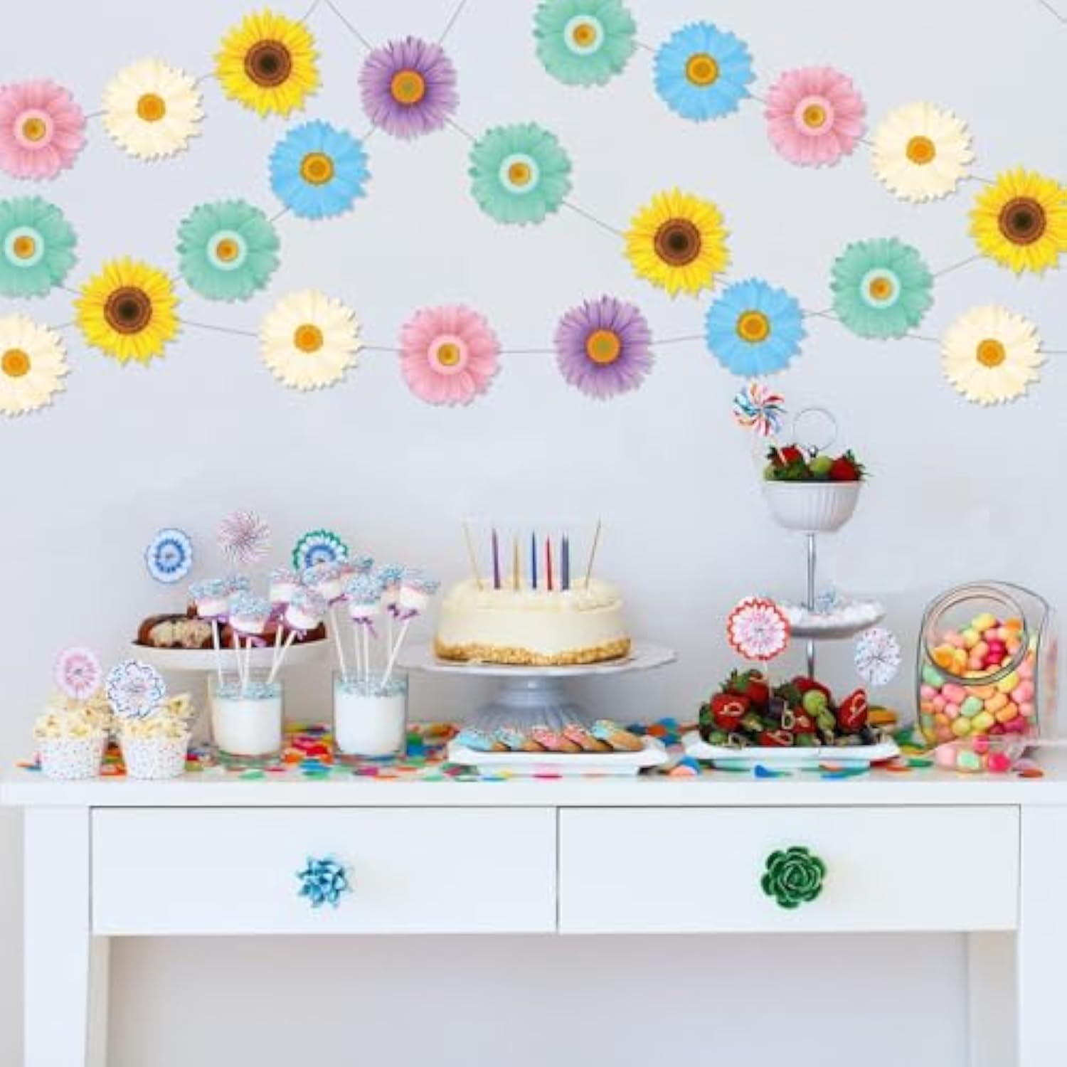 12 Packs Spring Sun Flowers Banners Sunflower Garland Kit Flower Hanging Swirl Spring Party Supplies Decorations Sunflower Paper Cutouts For Birthday Party Home Classroom Favor Supplies Decor