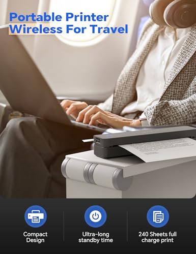 Mt610 Pro Portable Thermal Printer, 300Dpi Hd Mobile-Travel-Printers, Inkless-Wireless-Small-Printer For Home Use, Office, Vehicles, Bluetooth Printers Supports 8.5" X 11" Us Letter&A4&A5, Black