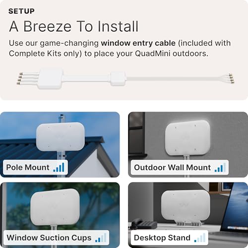 Quadmini: 4X4 Mimo Low-Profile Antenna Kit | External Antenna For 4G/5G Routers & Gateways | For T-Mobile Home Internet, Verizon, At&T | 10 Sma Cable, U.Fl Adapters, Window Entry