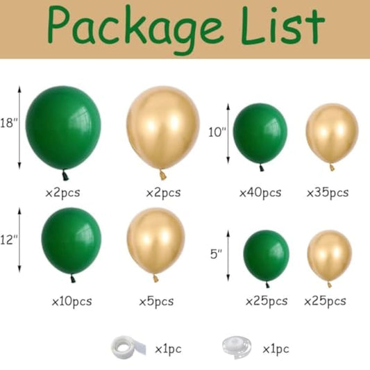 Green And Gold Balloon Arch Kit 144Pcs Dark Emerald Green And Metallic Gold Latex Balloons Garland For Birthday Christmas Wedding Forest Theme Baby Shower Party Decorations