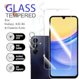 Galaxy A15 Hd Clear Tempered Glass Screen Protector + Camera Lens Protectors, [2+2 Pack] [3D Glass] [Anti-Glare] [Bubble-Free] Screen Protector Glass For Samsung Galaxy A15 5G/4G