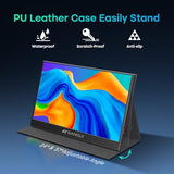 Portable Monitor 15.6 Inch Fhd 1080P Travel Monitor For Laptop, Usb C Hdmi Ultra-Thin Ips Computer Display With Speakers & Pu Leather Stand Cover, For Pc Mac Mini Phone Switch Gaming