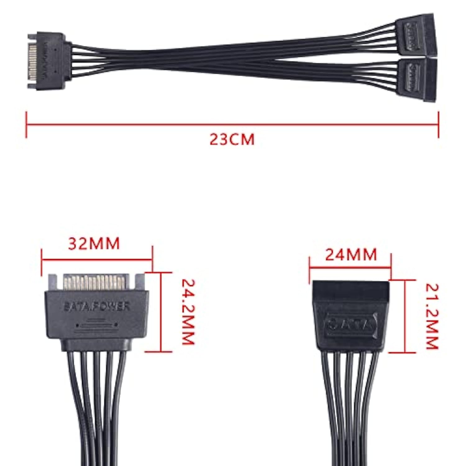 Sata Power Y Splitter Cable Adapter Connector 15 Pin Sata Male To Dual Female