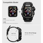Rugged Case With Band For Apple Watch 44Mm,Compatible With Apple Watch Series Se/Se 2Nd Generation/6/5/4, Military Grade Shockproof Bumper Cover For Iwatch Tactical Band Men (44Mm,Black)