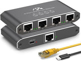 Ethernet Splitter 1 To 4 [ With 5Ft Ethernet Cable ] 1000Mbps High Speed Internet Splitter 1 In 4 Out Gigabit Network Splitter Lan Rj45 Adapter With Usb Power Cable For Cat 6/7/8 Cable