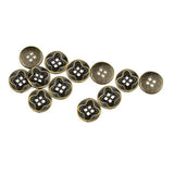 12 Pcs Antique Flower Pattern Flat Metal Buttons 4-Hole Craft For Diys