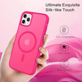 Magnetic For Iphone 11 Pro Case, [Compatible With Magsafe] [Military-Grade Drop Protection] Translucent Matte Slim Fit Shockproof Women Men Girl Phone Case For Iphone 11 Pro 5.8",Hot Pink