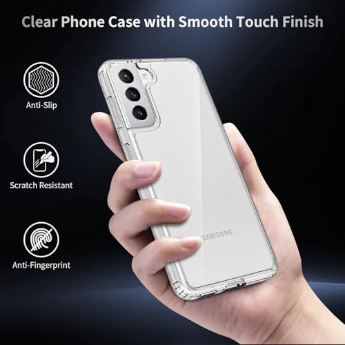 for  Galaxy S21 Case Clear, Anti-Yellowing 6.2 Inches Slim Fit Heavy Duty Protection Wireless Charging Lightweight TPU and PC Shockproof