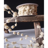 25 Yards Mini Wired Fuzzy Pom Pom Trim Ribbon Lace - Ivory
