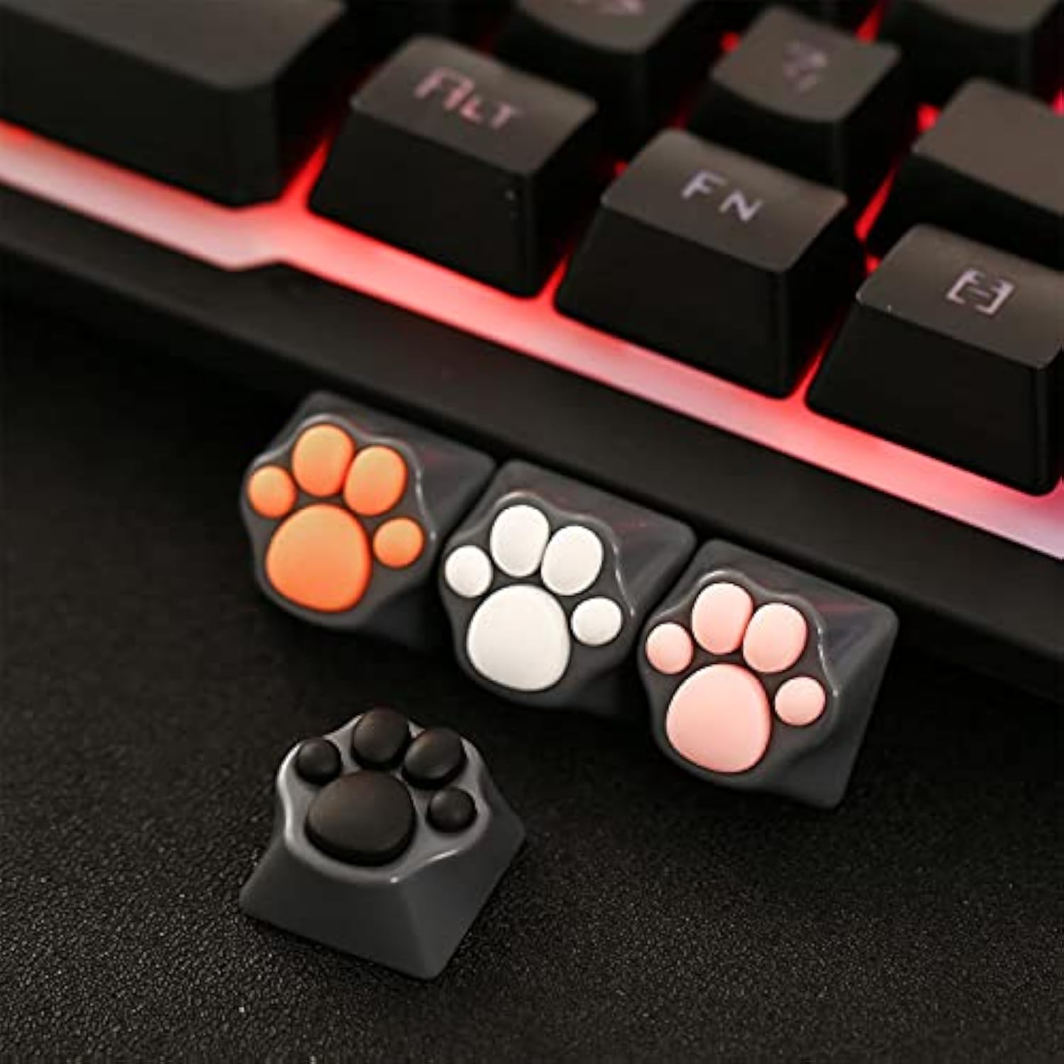 2 Pack Keyboard Keycaps Metal And Rubber Keycaps Grey Keycaps Cute Cat Paw Key