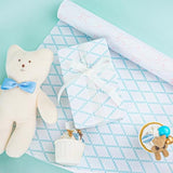 Reversible Baby Shower Wrapping Paper Roll - 17 Inches X 33 Feet (47 Sq. Ft. Ttl.) - Pink Bows & Blue Quilted Diamond Design For Neutral Birthday, Baby Shower, Boys Girls Kids