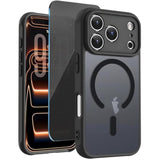 iPhone 17 Pro Max Case with Privacy Screen Protectors and Magsafe Compatibility - Black Translucent Matte Shockproof Cover for Women