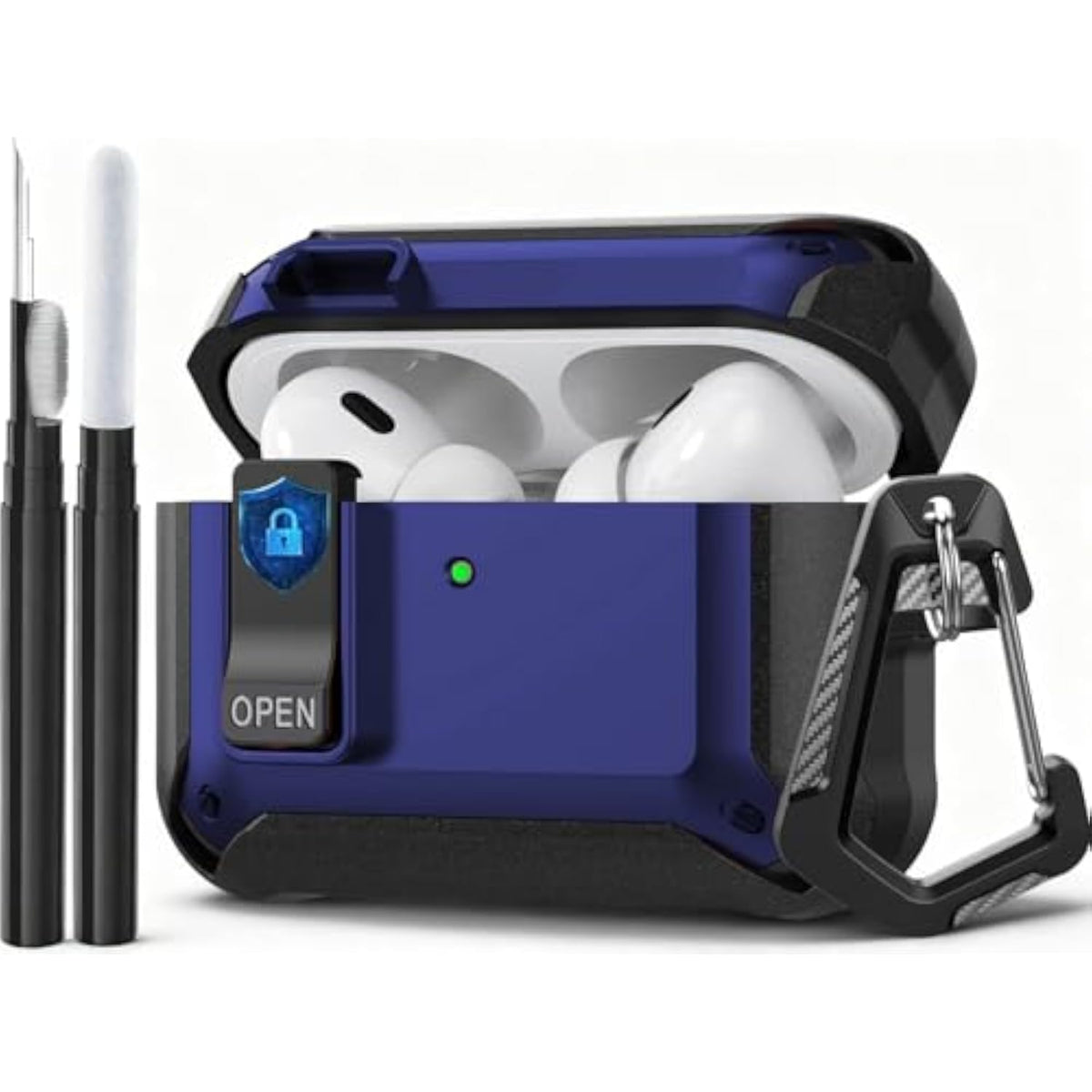 AirPods Pro 3 Case Lock 2025, Shockproof Protective Case Cover for Men Women with Cleaning Kit & Carabiner, Compatible with AirPods Pro 3rd Generation