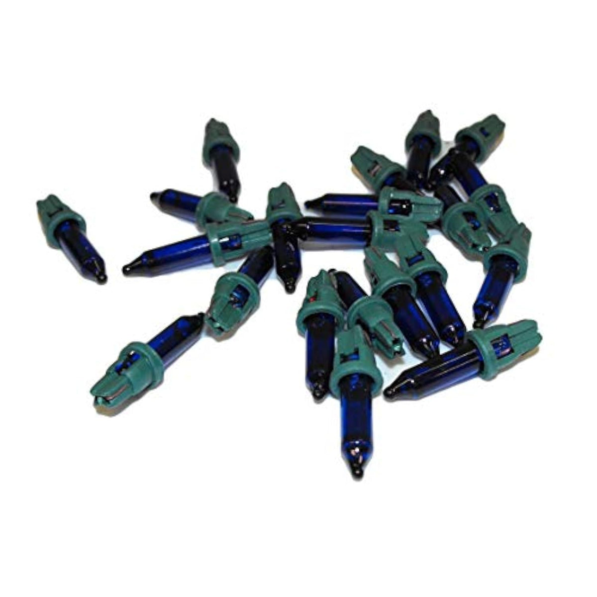 20X Mini 2.5 Volt .435 Watt Blue Christmas Glass Incandescent Mini Light Bulbs Replacement Tree Lights Bulbs With Green