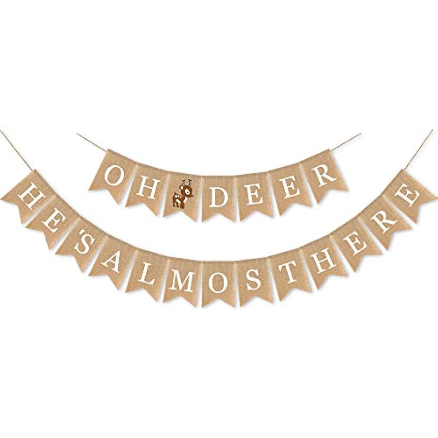 Burlap Oh Deer He'S Almost Here Banner Mantel Fireplace Supplies Boy Woodland Baby Shower Garland Decorations