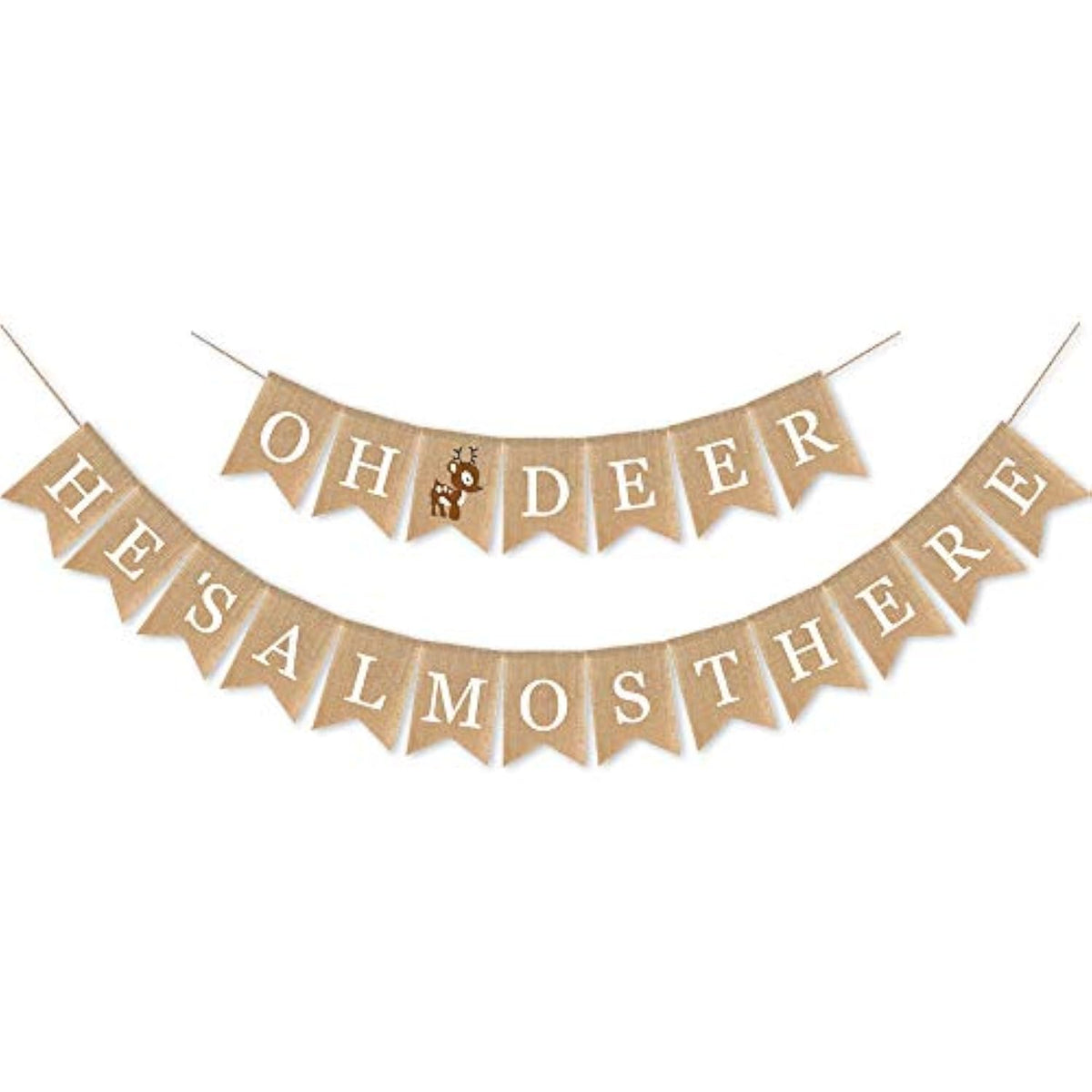 Burlap Oh Deer He'S Almost Here Banner Mantel Fireplace Supplies Boy Woodland Baby Shower Garland Decorations