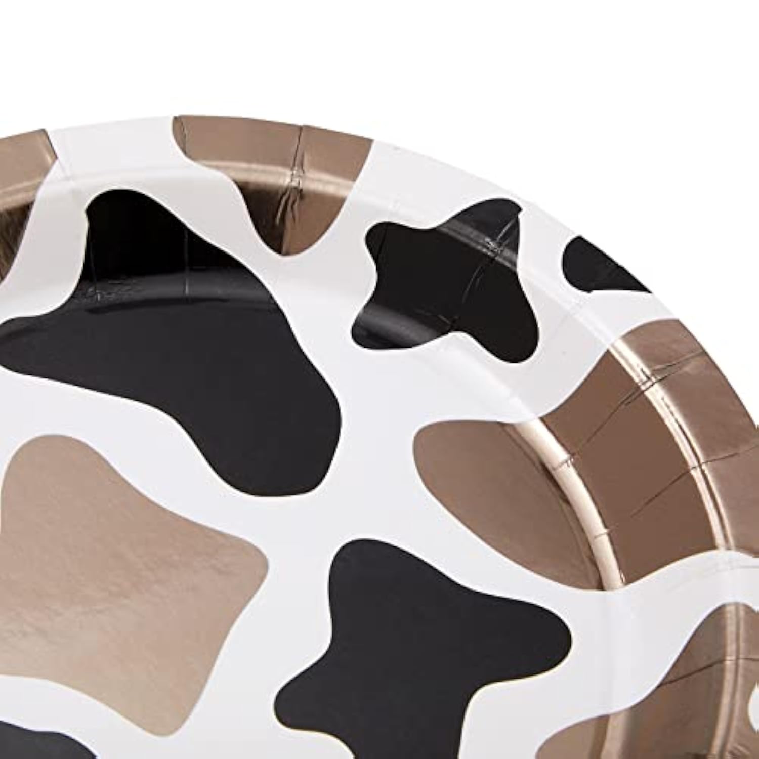 Cow Print Paper Plates - 9-Inch, 48 Count, Brown Foil Cow Print - For Barnyard Party & Baby Shower Decorations - Cowprint Party Supplies