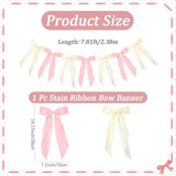 Pink Bow Banner Party Hanging Banner Polyester Satin Coquette Aesthetic Bowknot Ribbon Congratulation Garlands Ornaments For Birthday Bachelorette Wedding Party Favor Diy Decorations