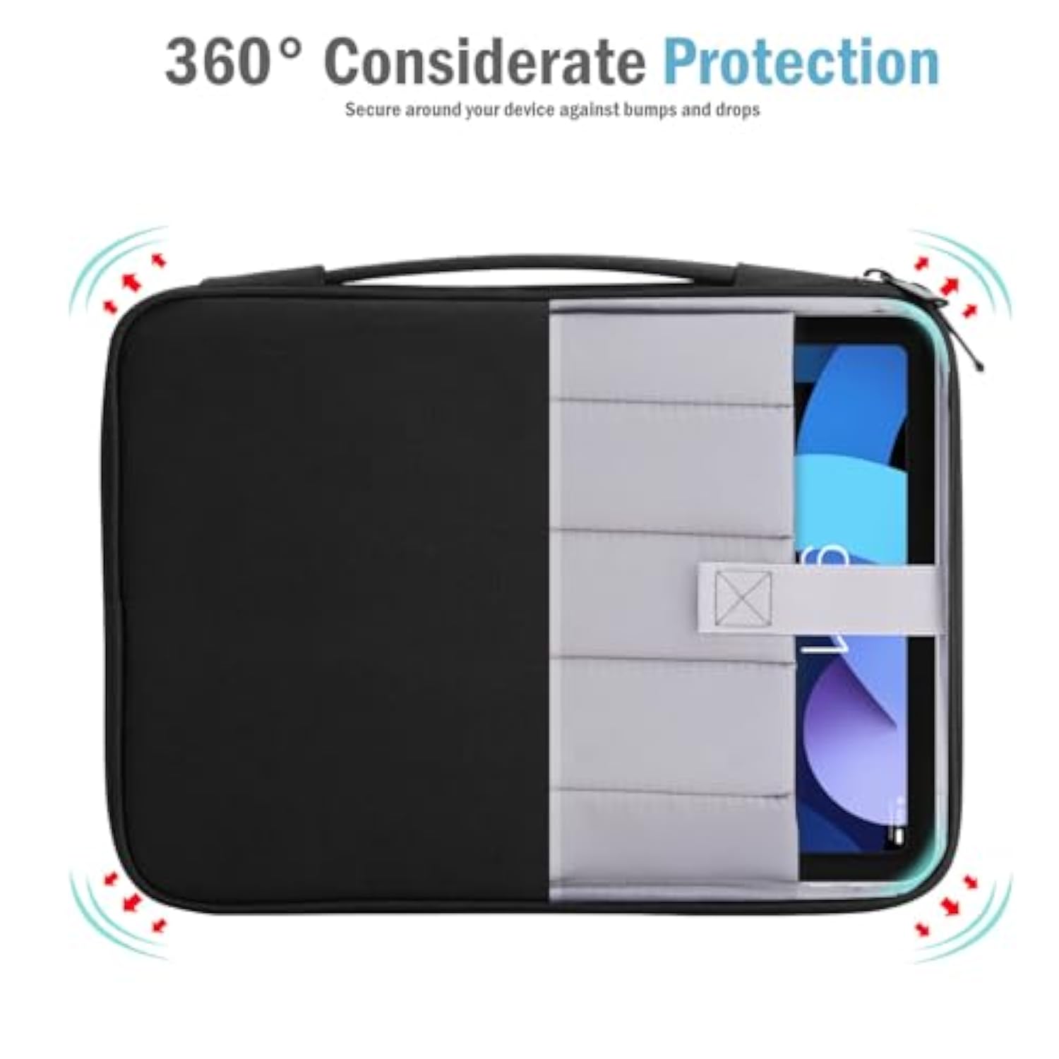13 Inch Tablet Sleeve For Ipad Air 13" M3 2025, Ipad Pro 13"/12.9", Galaxy Tab S9/S10 Plus/S9 Fe+/S9 Fe Plus 12.4", Remarkable Paper Pro 11.8", Protective Bag With Pockets, Black