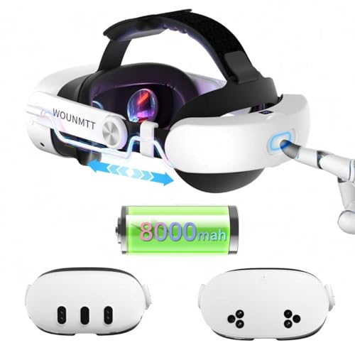 Head Strap For Oculus Meta Quest 3/3S With Battery, Adjustable Vr Accessories With One-Click Fit, Rear Cushion Dial, 24H Playtime, Vr Head Strap Reduce Facial Stress For Gaming Comfort