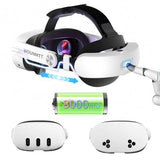 Head Strap For Oculus Meta Quest 3/3S With Battery, Adjustable Vr Accessories With One-Click Fit, Rear Cushion Dial, 24H Playtime, Vr Head Strap Reduce Facial Stress For Gaming Comfort